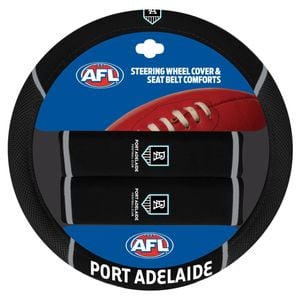 Port Adelaide Power Official Afl Steering Wheel Cover And Seat Belt Cover