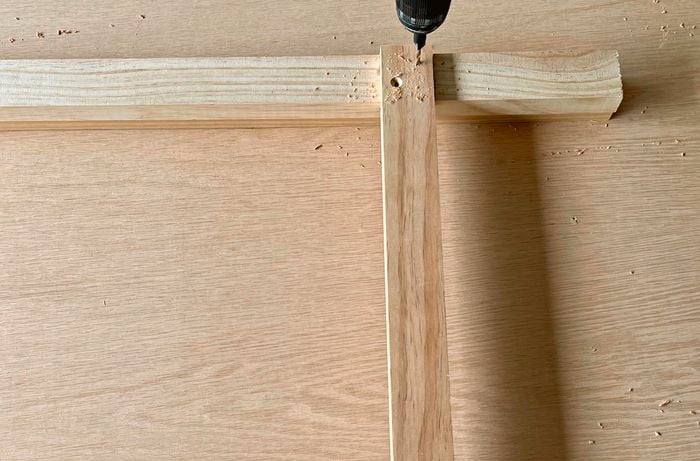 Frame of a kitchen trolley constructed from pine.