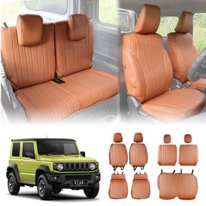 Seat Covers Full Set for Suzuki Jimny 3-Door 2018-Onwards Khaki Premium Vintage PU Leather Interior