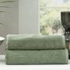 2pc Renee Taylor Cobblestone 650gsm Cotton Ribbed Towel Bath Sheet Sage