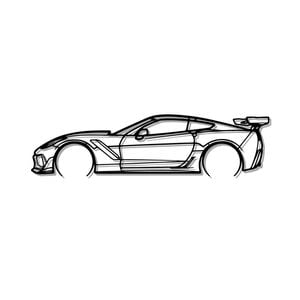 Ignite Laser Chevrolet C7 Corvette ZR1 Silhouette Metal Wall Art Coated Black 15.7inch/40cm
