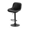 2pc Urban Style Frank Bar Stool Set Gas Lift Chair Black Metal & PU