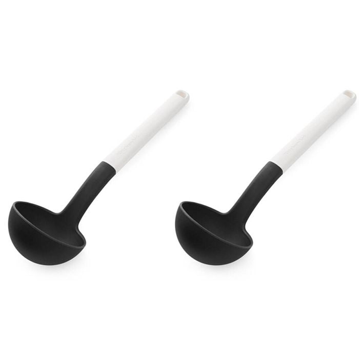 2PK KitchenAid Classic Nylon Serving Ladle/Spoon Cooking Utensil Porcelain White
