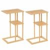 Costway Side Table Set End Shelves Bamboo Corner Coffee Rectangular