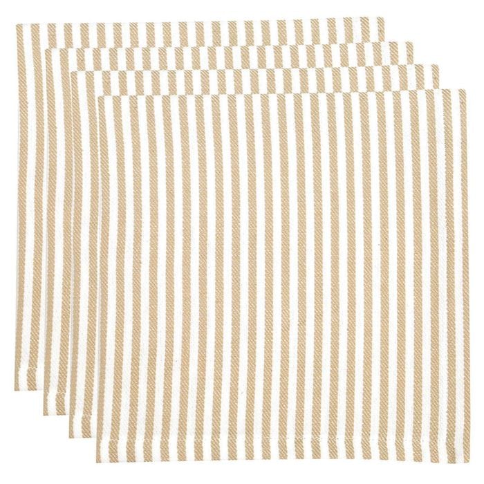 Set of 4 Beige French Maison Stripe Cotton Napkins