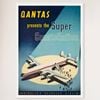 Galrie Australian Vintage Airline Poster - Classic Aviation Art Print for Home Decor, White Frame, A3 30 x 42cm (12 x 16inch)