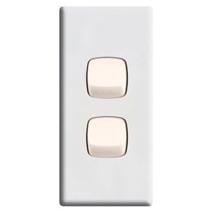 HPM White Linea 2 Gang Architrave Switch