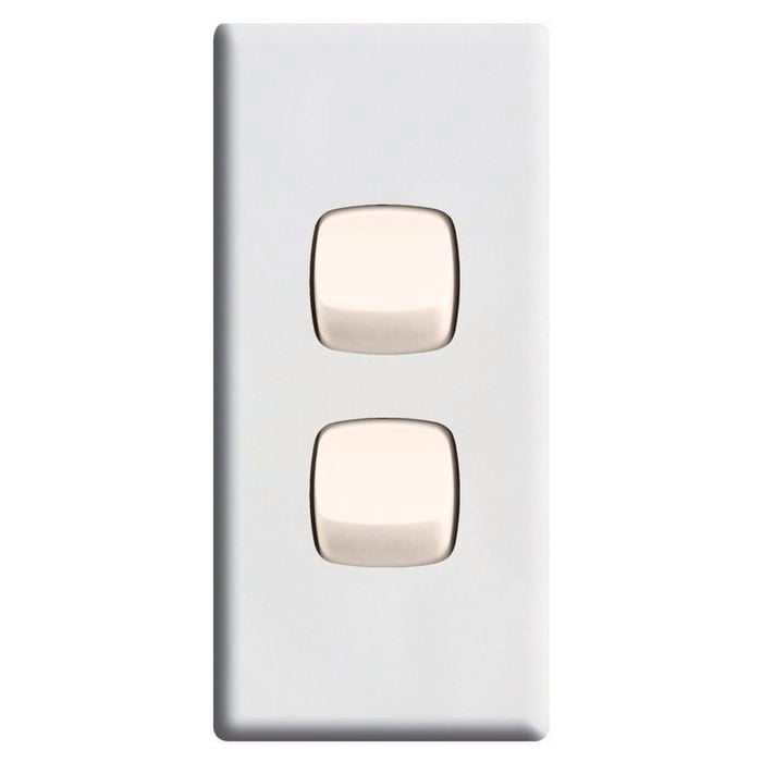 HPM White Linea 2 Gang Architrave Switch