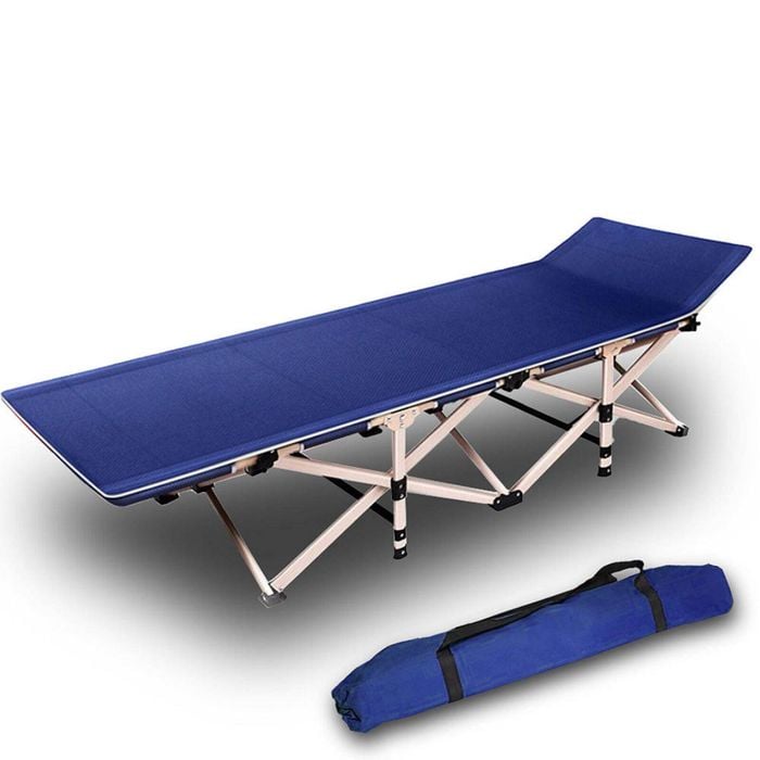 Camping Portable Stretcher Single Foldable Folding Bed Recliner Mat - Navy