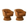 Oikiture Set of 2 Swivel Armchair Linen Fabric Lounge Chair Accent Chair Orange