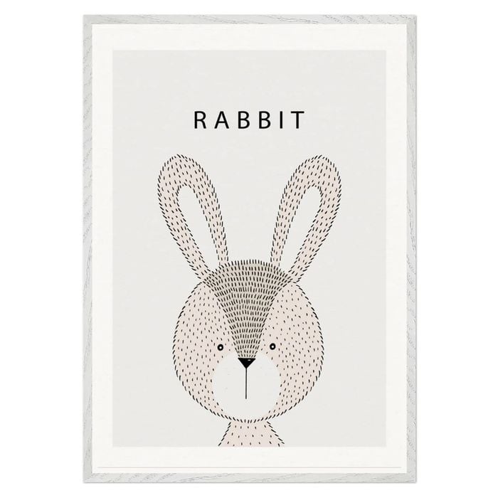 Galrie Charming Minimalist Rabbit Art Print for Modern Decor, White Frame, A0 84 x 119cm (33 x 47inch)