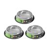 3x Paws And Claws Stainless Steel Pet Cat/Dog Bowl Anti-Skid 800ml Black 25x25x6cm