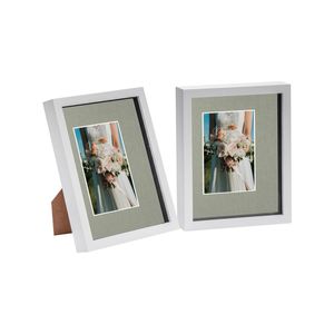 Nicola Spring 8" x 10" White 3D Box Photo Frames - 4" x 6" Mount - Pack of 2