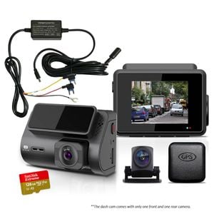 Elinz 2 CH Dash Cam 4K+1080P WiFi GPS Supercapacitor Sony Starvis 128GB U3 Card Hardwire Kit