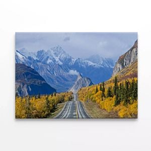 Road Winding Through Mountainous  Print 100% Australian Made 75 x 50cm  (Stretched)