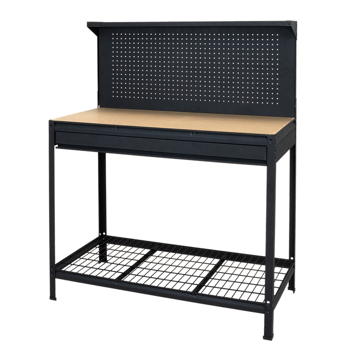 Pinnacle 1405 x 1100 x 540mm Black Workbench With Peg Board