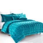 Alastairs Augusta Faux Mink Quilt / Comforter Set Emerald Green - King