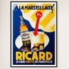 Galrie Vintage Ricard A La Marseillaise Advertising Poster for Home Decor, Black Frame, 70 x 100cm (28 x 40inch)
