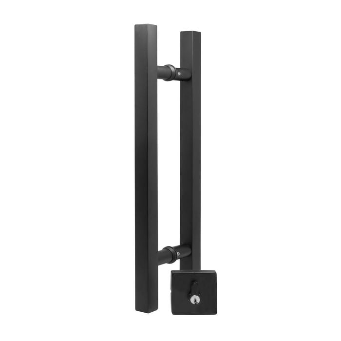 Ikonic 450 x 25mm Matte Black Square Pull Handle And Deadbolt Set