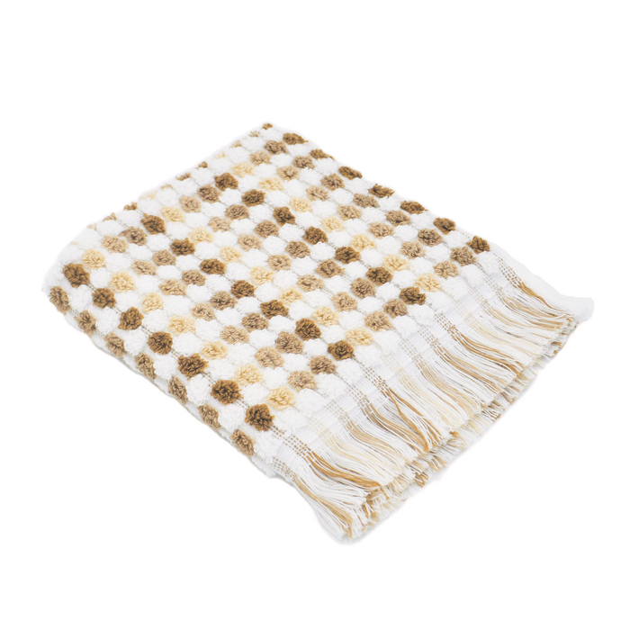 Jenny Mclean Pom Pom Face Towel with fringes 550GSM - Natural tones