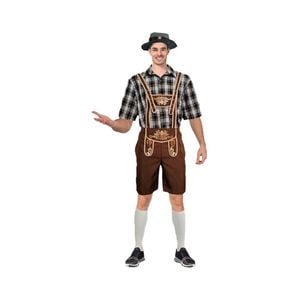 More Than Party Beer Man Costume Brown Checkered Bavarian Style Outfit S/M