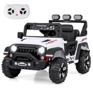 Costway 12v Kid Electric Ride-on Car Toy Jeep W/remote Control - White
