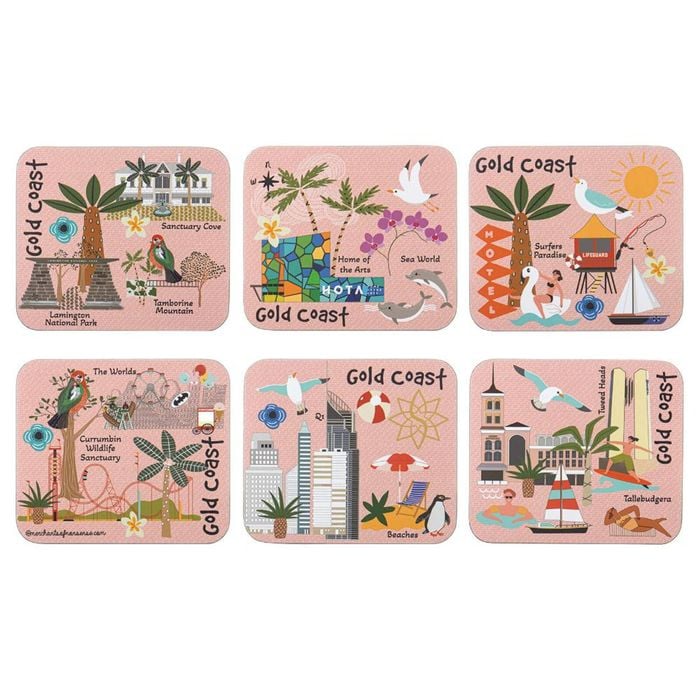 Ashdene Land Down Under Set Of 6 Coasters - Gold Coast