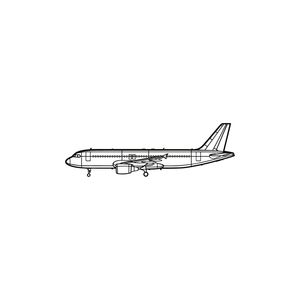 Ignite Laser Airbus A320 - Popular Single-Aisle Jet Silhouette Metal Wall Art Coated Black 47 inch - 120 cm
