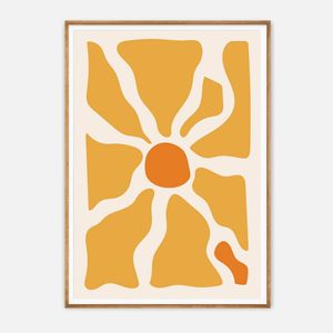 Galrie Vibrant Abstract Sunburst Geometric Art Print for Modern Home Decor, Wood Frame, 50 x 70cm (20 x 28inch)