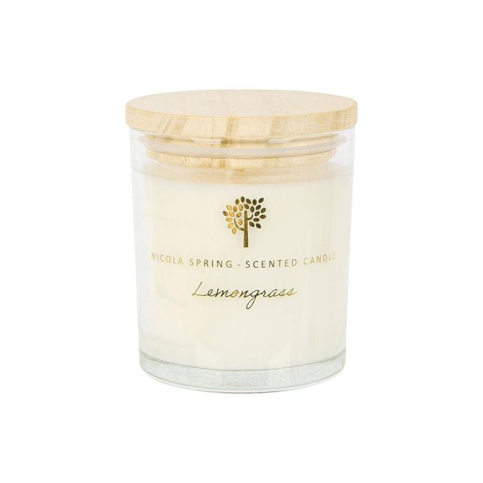 Nicola Spring Soy Wax Scented Candle 130g - Lemongrass - Fruity Summer Scent In Glass Jar - Long Burn Fragrance