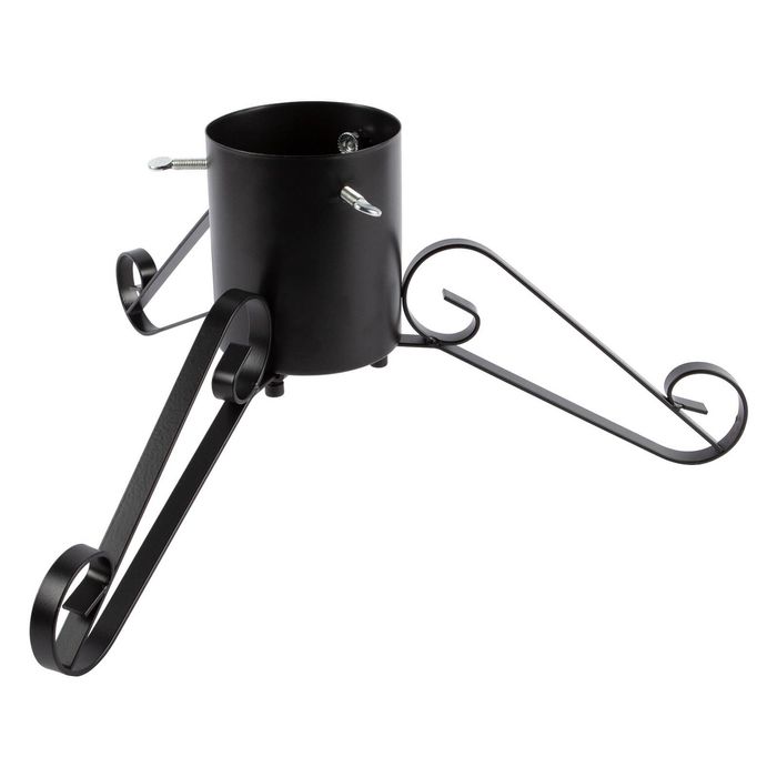 Harbour Housewares Scroll Real Christmas Tree Stand - 3in - Black Metal Xmas Tree Holder Base with Water Reservoir