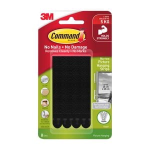 Command Narrow Picture Hanging Strips Black 17207BLK-8