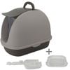 Yes4pets Portable Hooded Cat Toilet Litter Box Tray House With Scoop And Grid Tray Brown