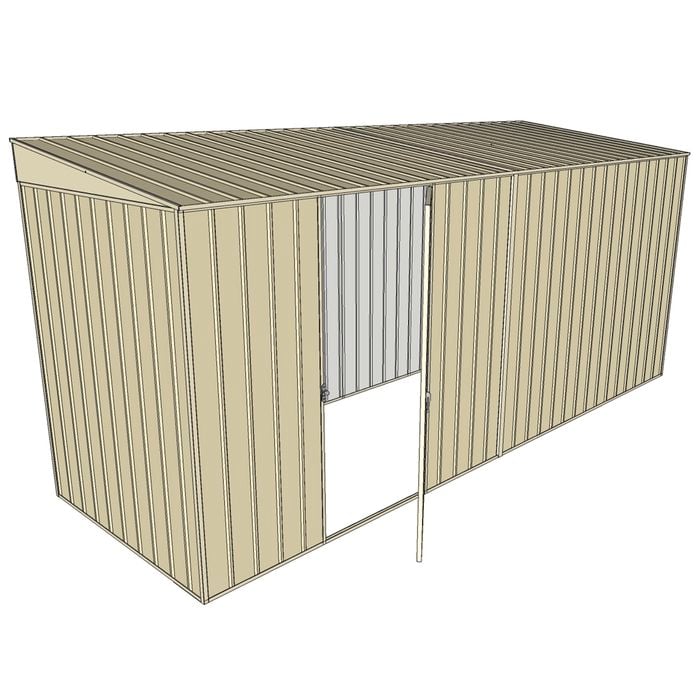 Build-a-Shed 1.5 x 4.5 x 2m Single Hinged Side Door Skillion Shed - Cream