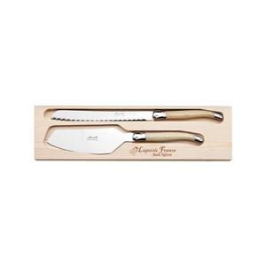 Laguiole Jean Neron Cake Slicer & Bread Knife Set - Light Horn