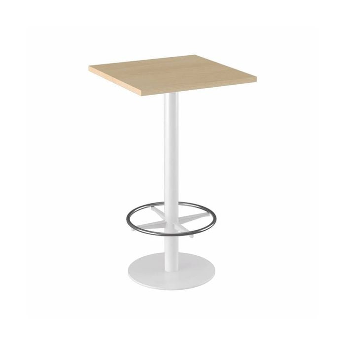 Olg Disc Bar Leaner White Frame New Oak Ravine Top 600mm Square