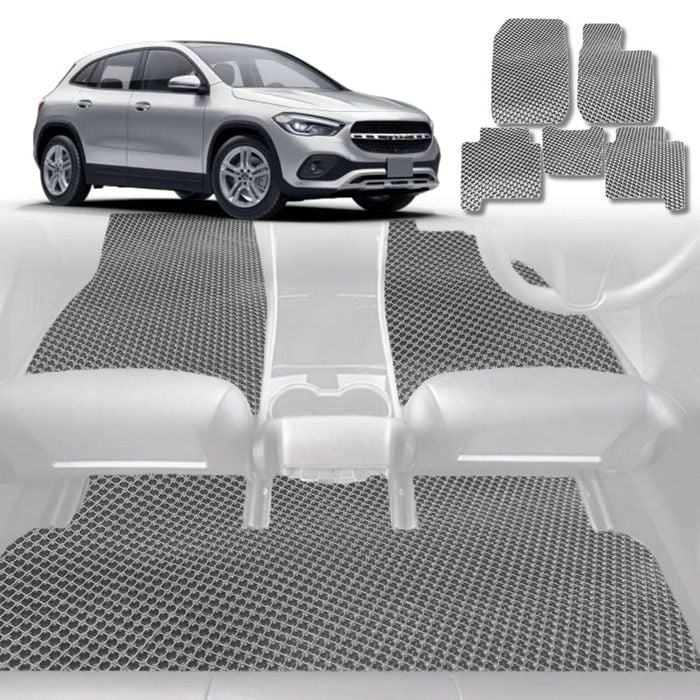 6D Diamond Car Floor Mats for Mercedes-Benz GLA SUV 2020-Current-Full Set-Grey-Outback GT