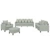 vidaXL Sofa Set with Cushions Upholstered Settee Couch 4 Piece Light Grey Velvet