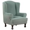 Smarcute Stretch Wing Chair Cover 1-Piece Non Slip Jacquard Fabric Sage