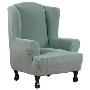 Smarcute Stretch Wing Chair Cover 1-Piece Non Slip Jacquard Fabric Sage