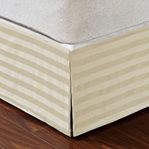 CottonMore 500TC 100% Premium Cotton Bed Skirt Bed Valance Striped pattern - King