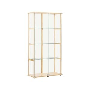 Design Square Jude 4-Tier Glass Display Shelf Storage Cabinet W/ 2-Doors - Beech