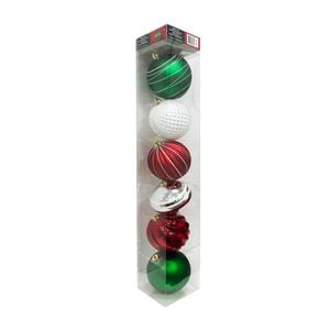 Deck The Halls Jumbo Bauble Ornament - 6 Pack