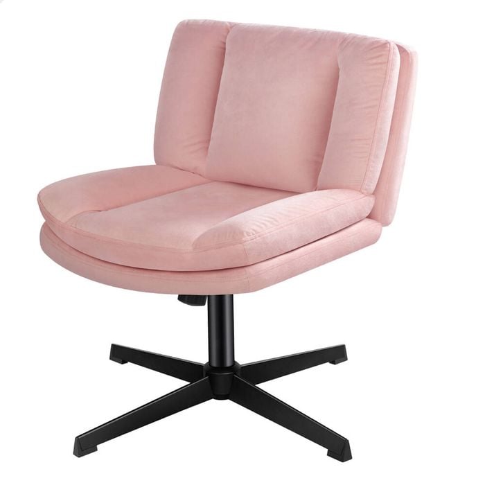 ALFORDSON Armless Office Desk Chair Velvet Pink