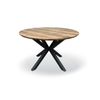 FORET Round Dining Table Wood-Look Top Black Metal Frame 80cm