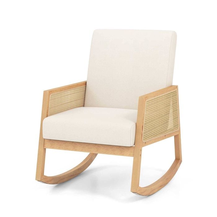 Costway Rattan Rocking Armchair-beige