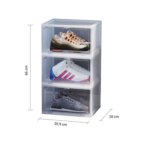 SOGA 3 Tier Transparent Portable Shoe Organiser with Magnetic Door Bunnings Australia