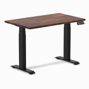 Desky Dual Mini American Rustic Pine Softwood Sit To Stand Desk 1000x600mm Matte Black Frame