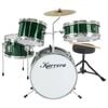 Karrera Mini 4-Piece Children Drum Kit Set Wooden with 2 Toms Bass Pedal Snare Stool Metallic Green