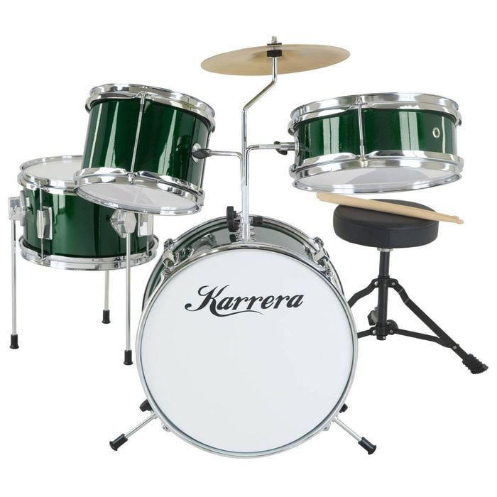 Karrera Mini 4-Piece Children Drum Kit Set Wooden with Toms Bass